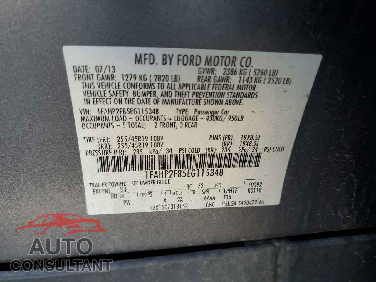 FORD TAURUS 2014 - 1FAHP2F85EG115348