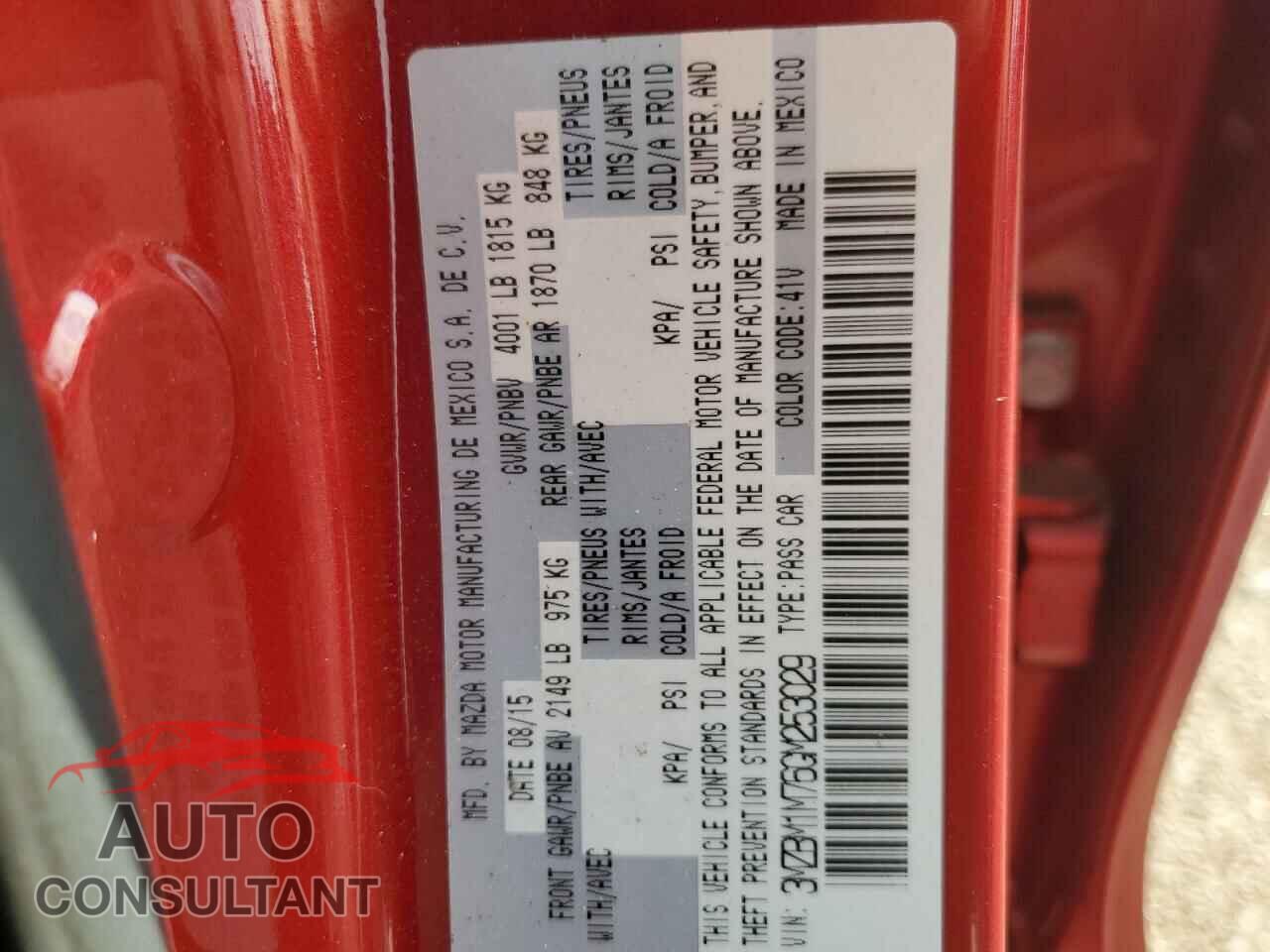 MAZDA 3 2016 - 3MZBM1M76GM253029