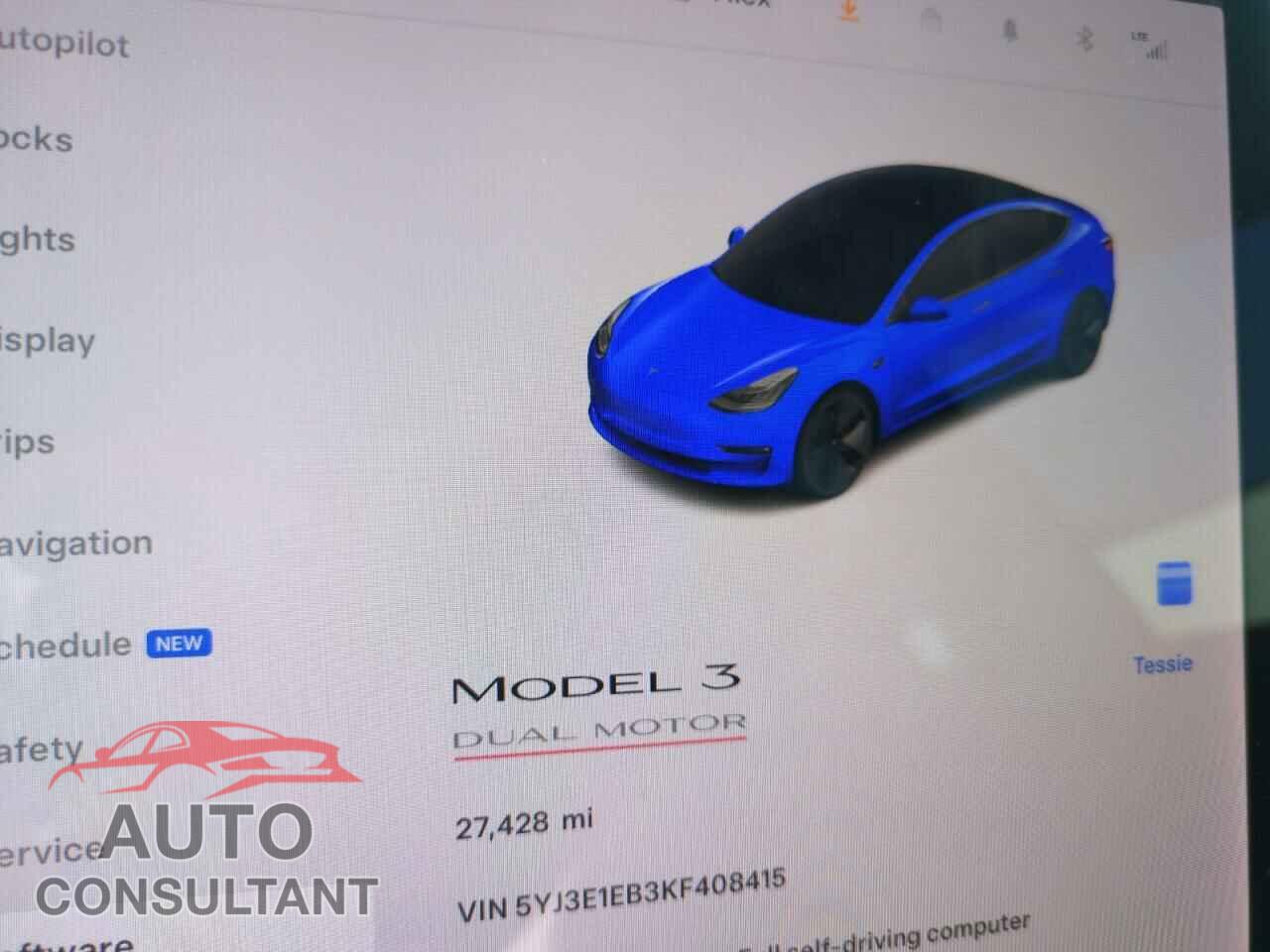 TESLA MODEL 3 2019 - 5YJ3E1EB3KF408415