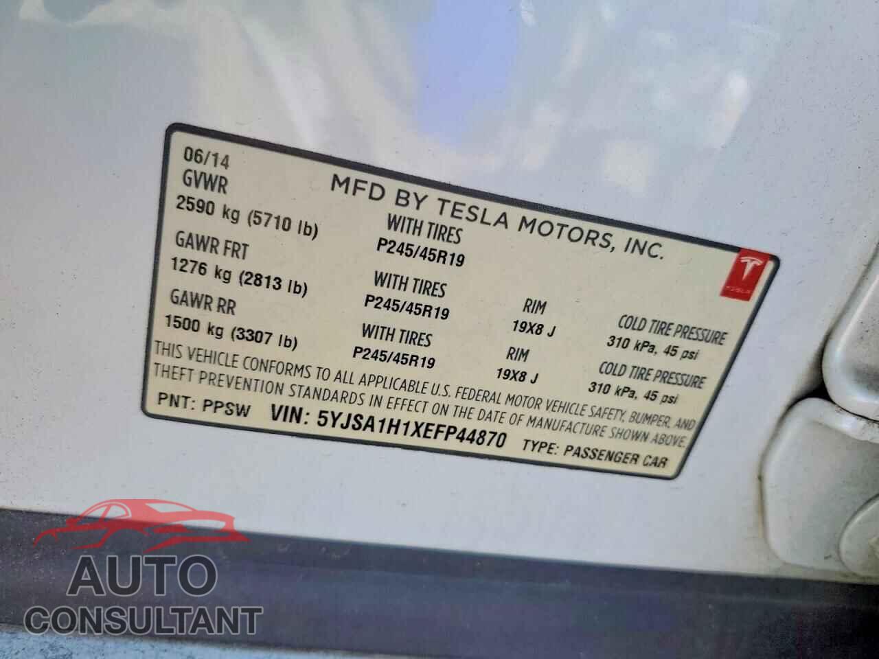 TESLA MODEL S 2014 - 5YJSA1H1XEFP44870
