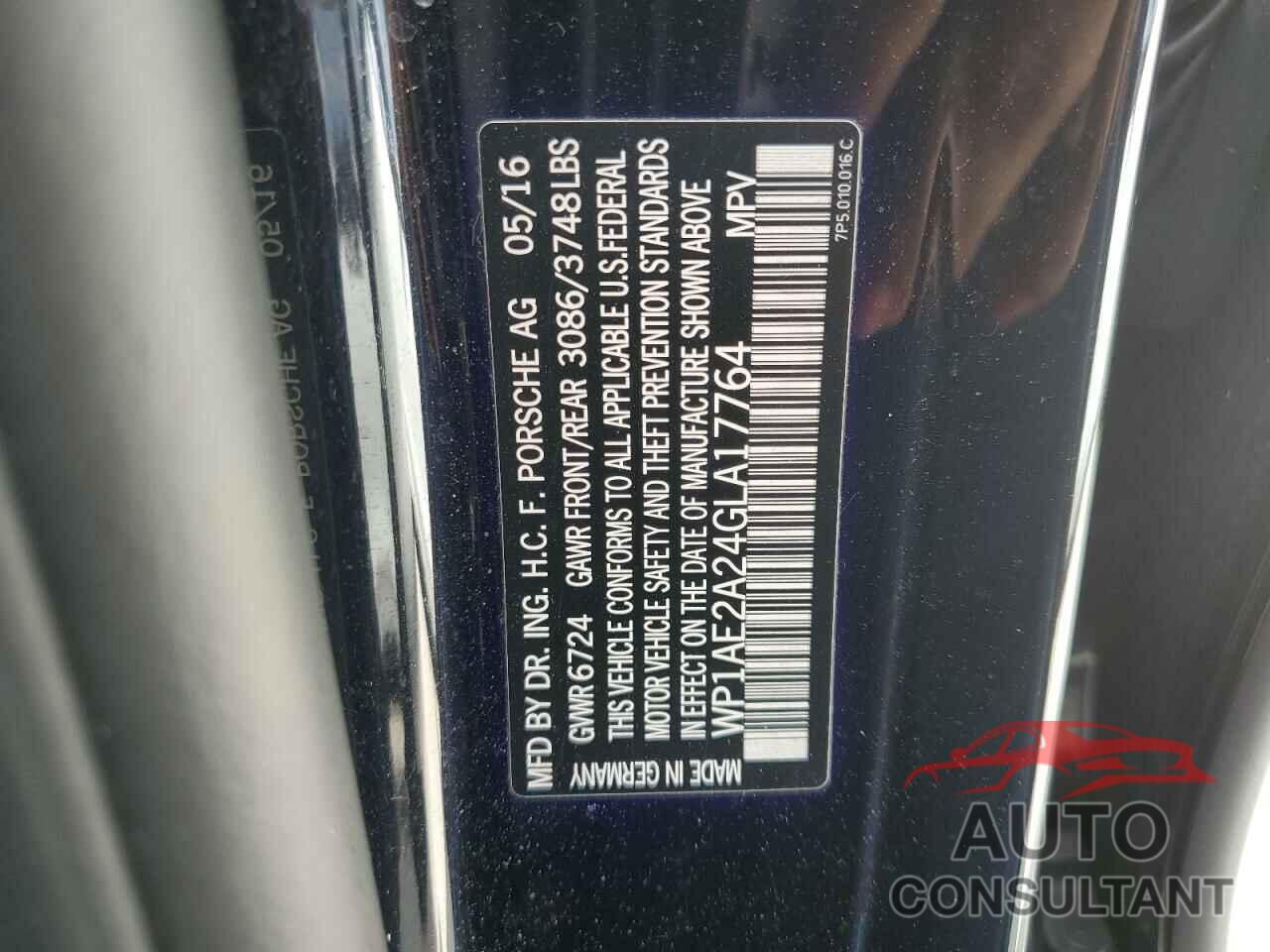 PORSCHE CAYENNE 2016 - WP1AE2A24GLA17764