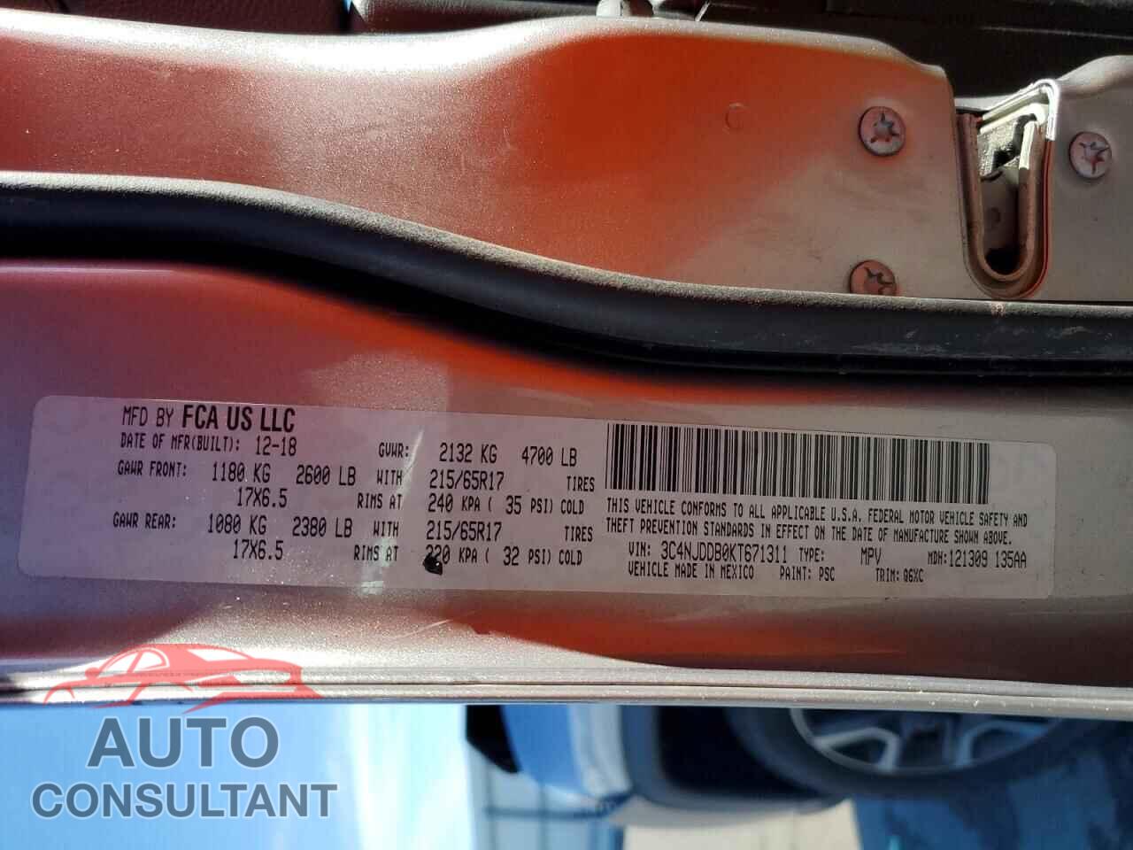 JEEP COMPASS 2019 - 3C4NJDDB0KT671311