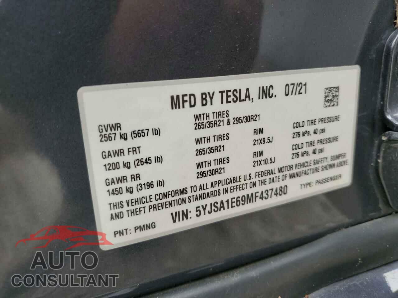 TESLA MODEL S 2021 - 5YJSA1E69MF437480