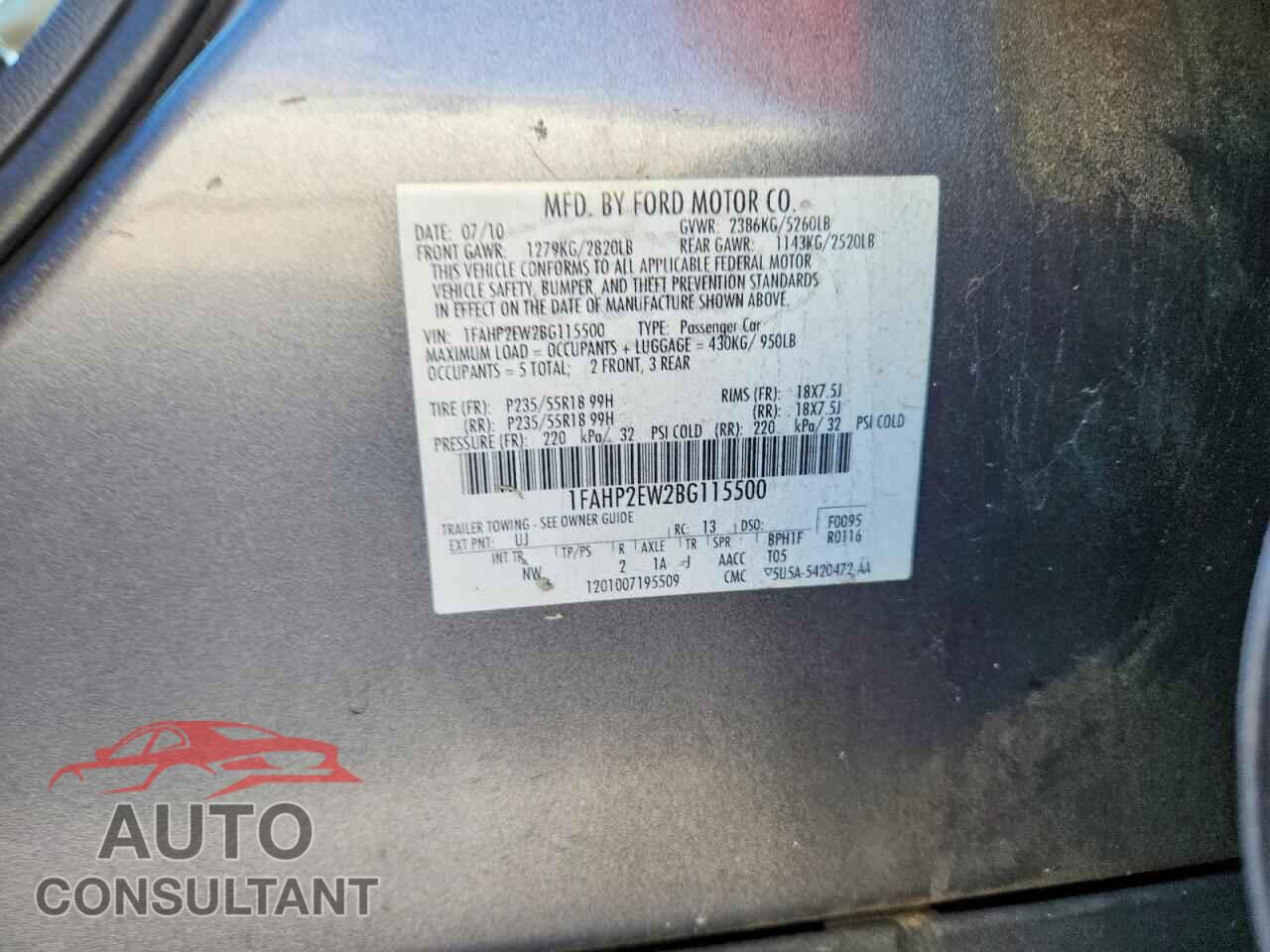 FORD TAURUS 2011 - 1FAHP2EW2BG115500