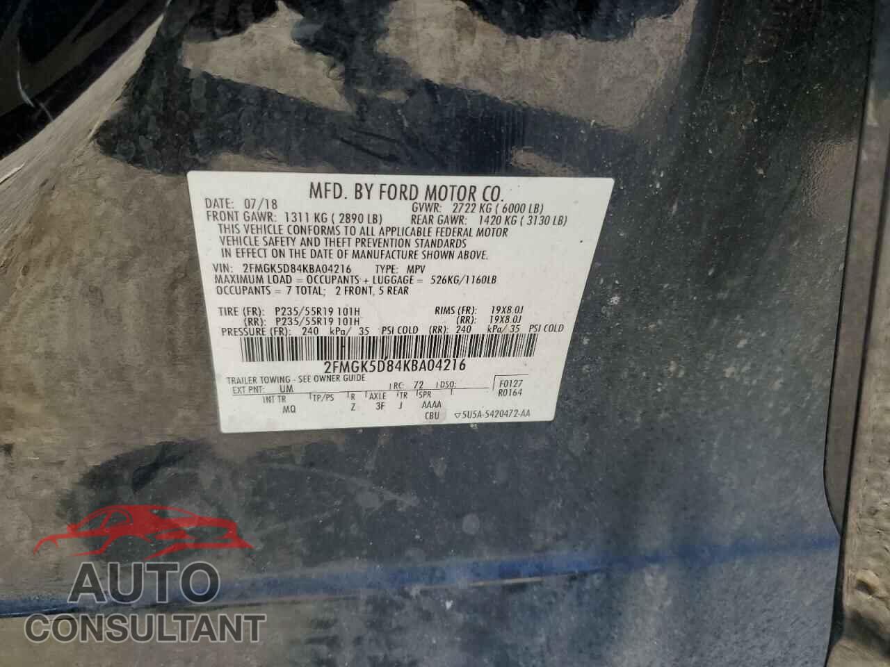 FORD FLEX 2019 - 2FMGK5D84KBA04216