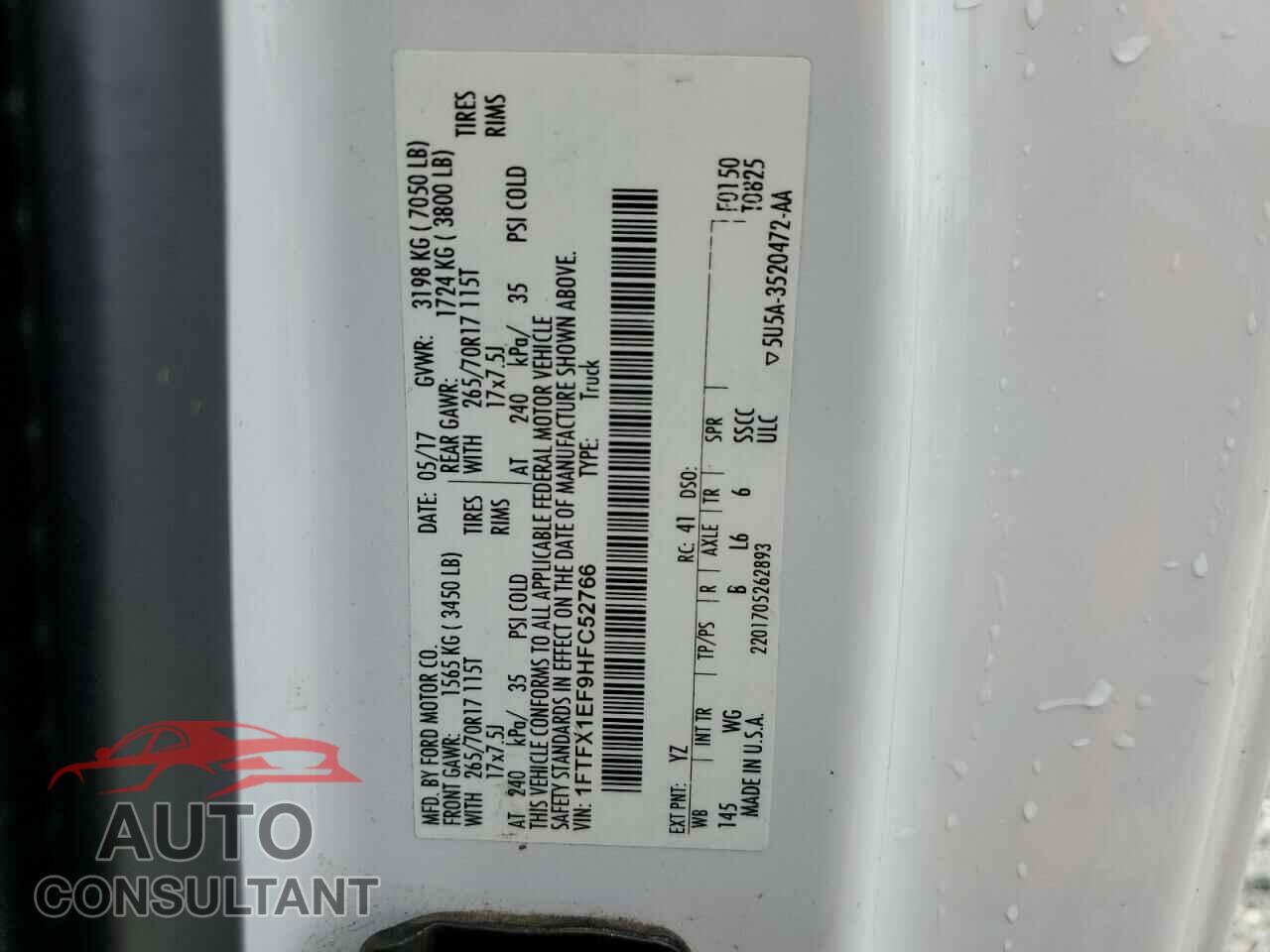 FORD F-150 2017 - 1FTFX1EF9HFC52766