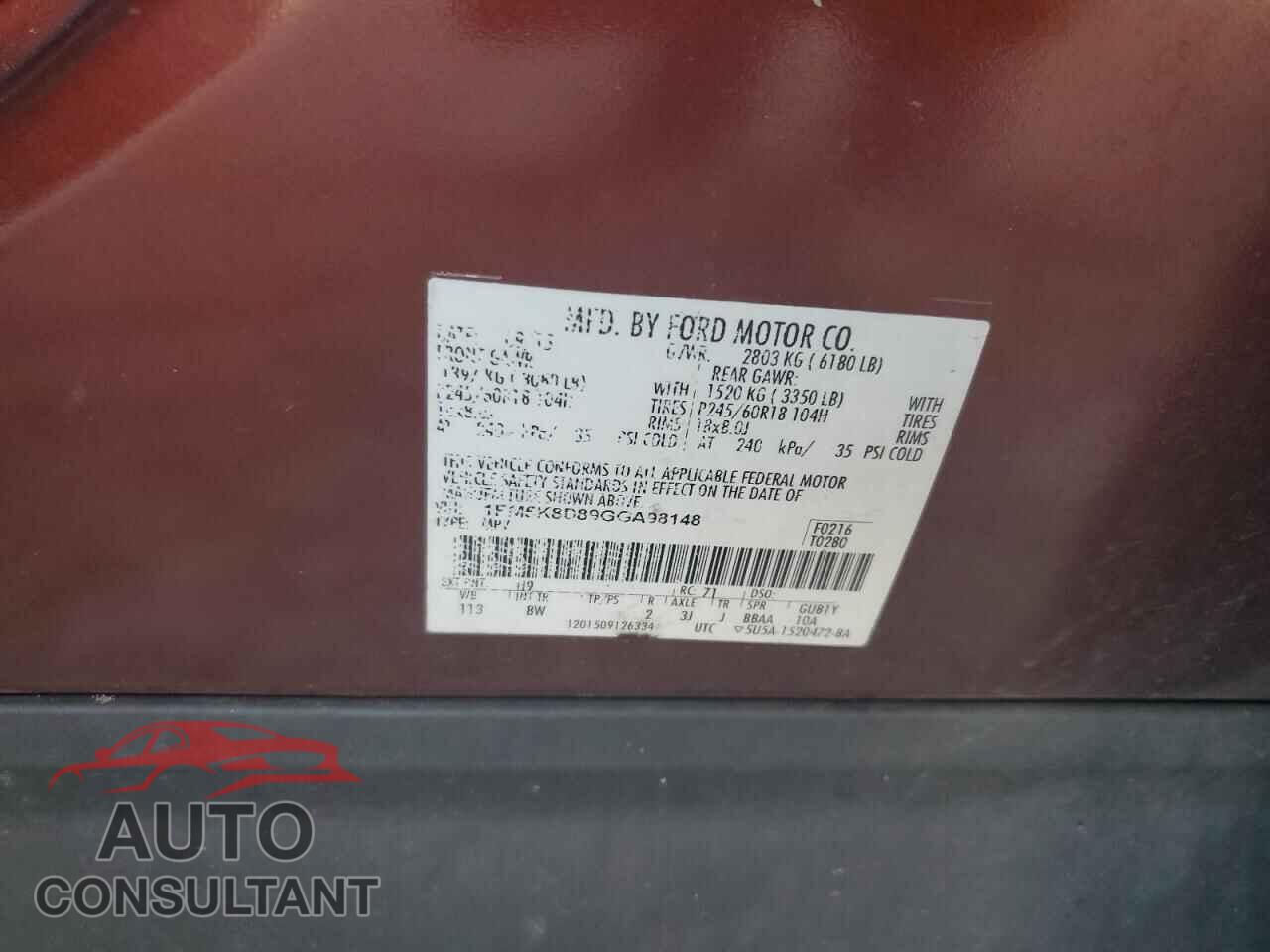 FORD EXPLORER 2016 - 1FM5K8D89GGA98148