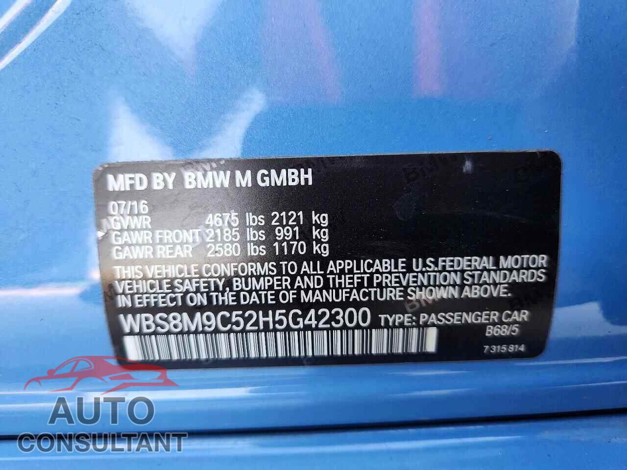 BMW M3 2017 - WBS8M9C52H5G42300