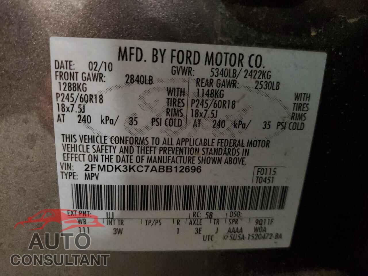 FORD EDGE 2010 - 2FMDK3KC7ABB12696