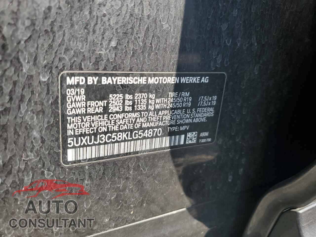 BMW X4 2019 - 5UXUJ3C58KLG54870