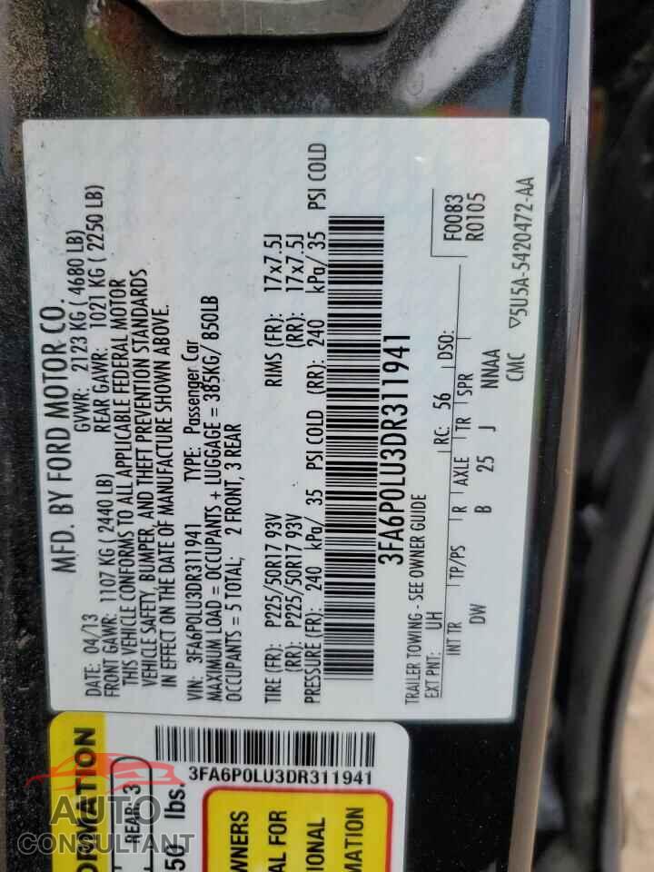 FORD FUSION 2013 - 3FA6P0LU3DR311941