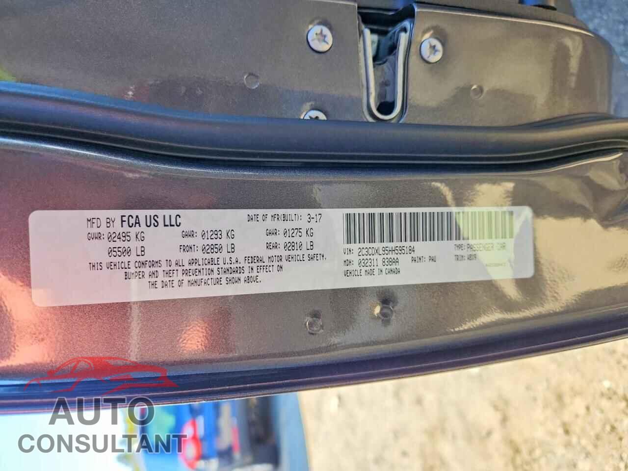 DODGE CHARGER 2017 - 2C3CDXL95HH595184