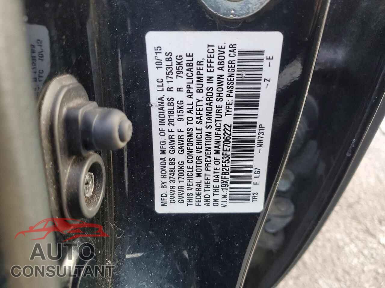 HONDA CIVIC 2015 - 19XFB2F53FE706222