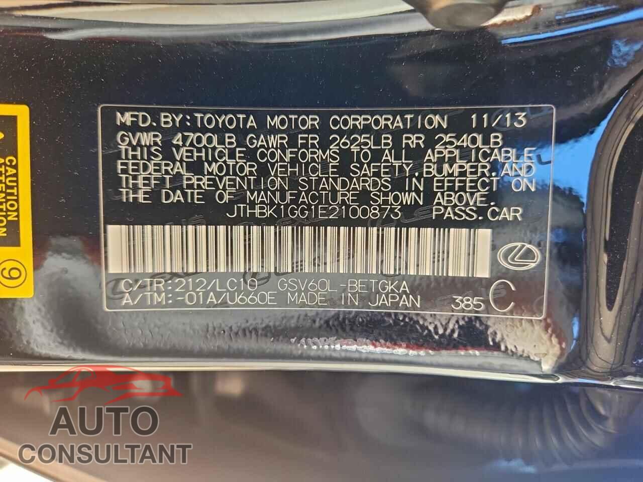 LEXUS ES350 2014 - JTHBK1GG1E2100873