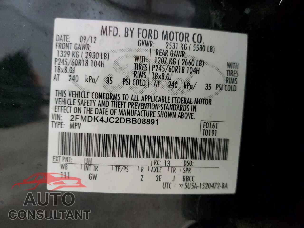FORD EDGE 2013 - 2FMDK4JC2DBB08891