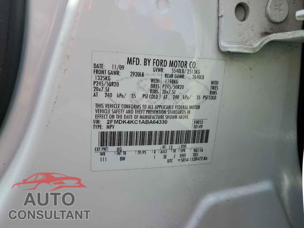 FORD EDGE 2010 - 2FMDK4KC1ABA64330