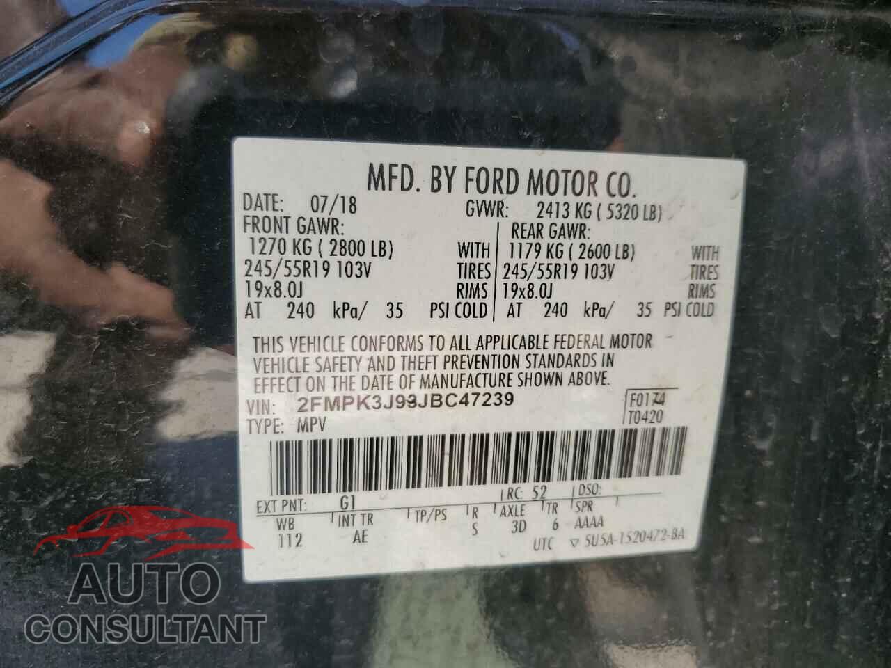 FORD EDGE 2018 - 2FMPK3J93JBC47239