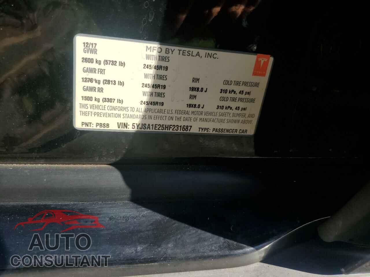 TESLA MODEL S 2017 - 5YJSA1E25HF231687