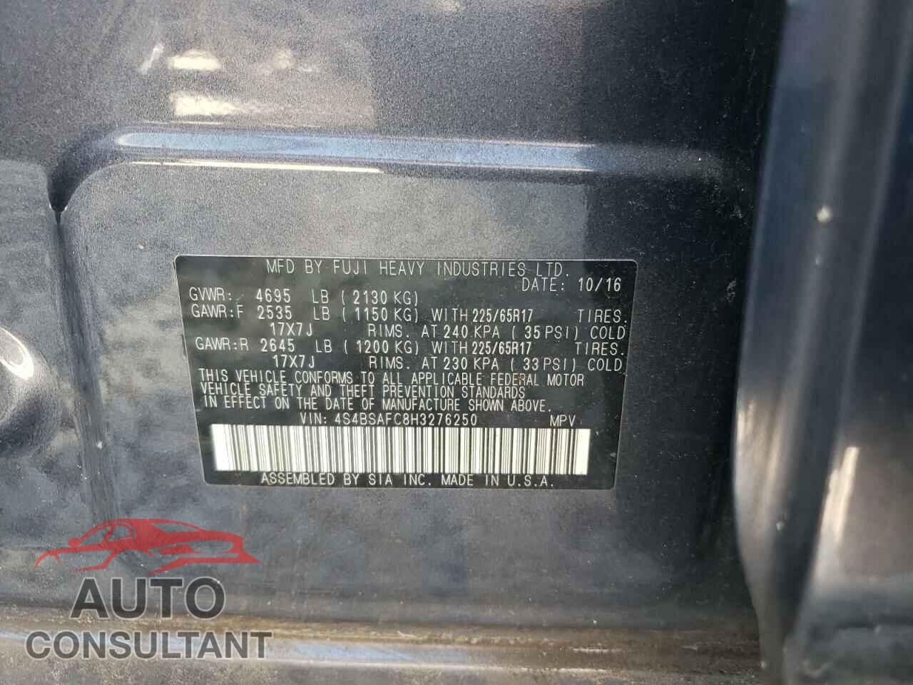 SUBARU OUTBACK 2017 - 4S4BSAFC8H3276250