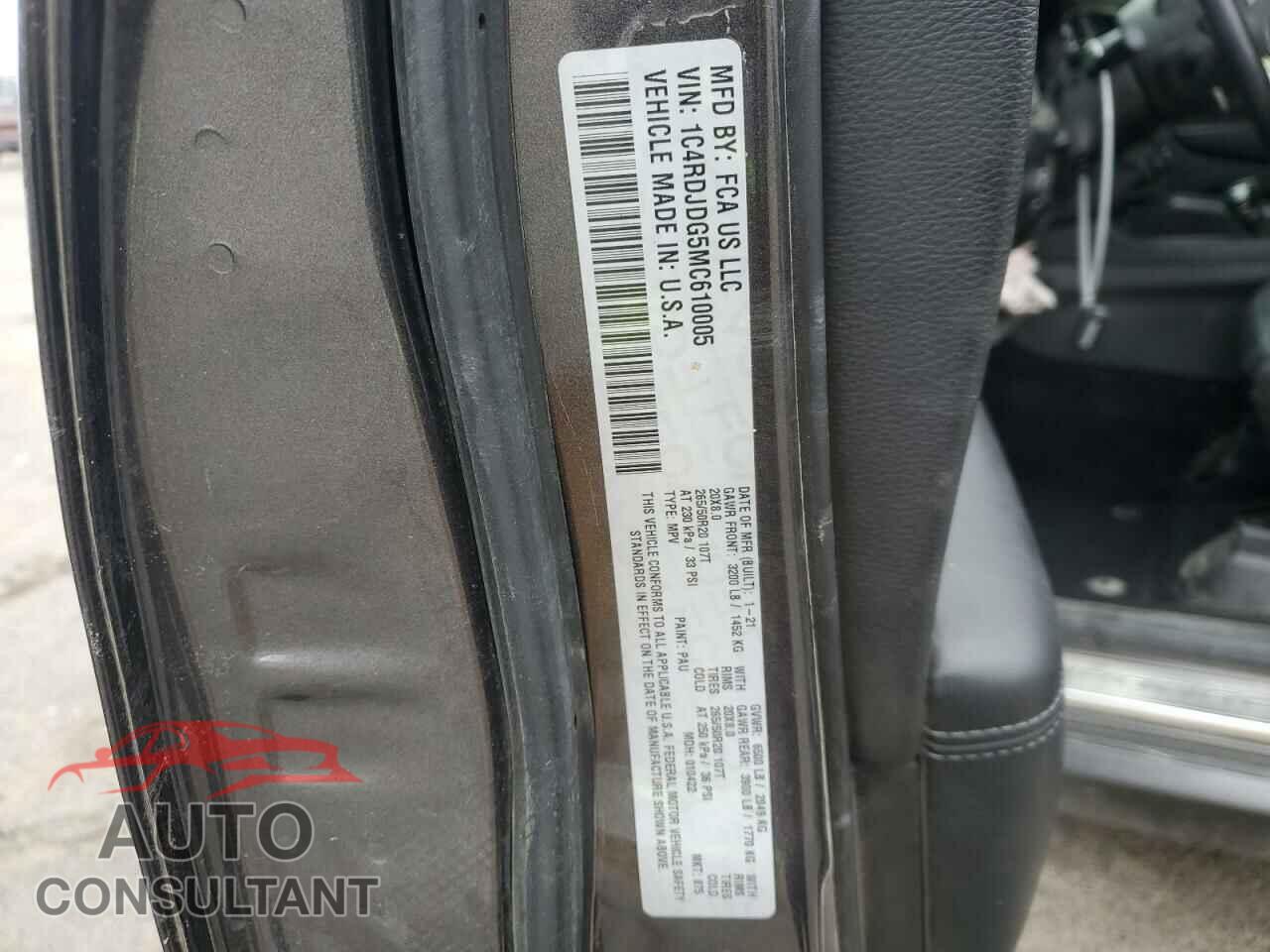 DODGE DURANGO 2021 - 1C4RDJDG5MC610005