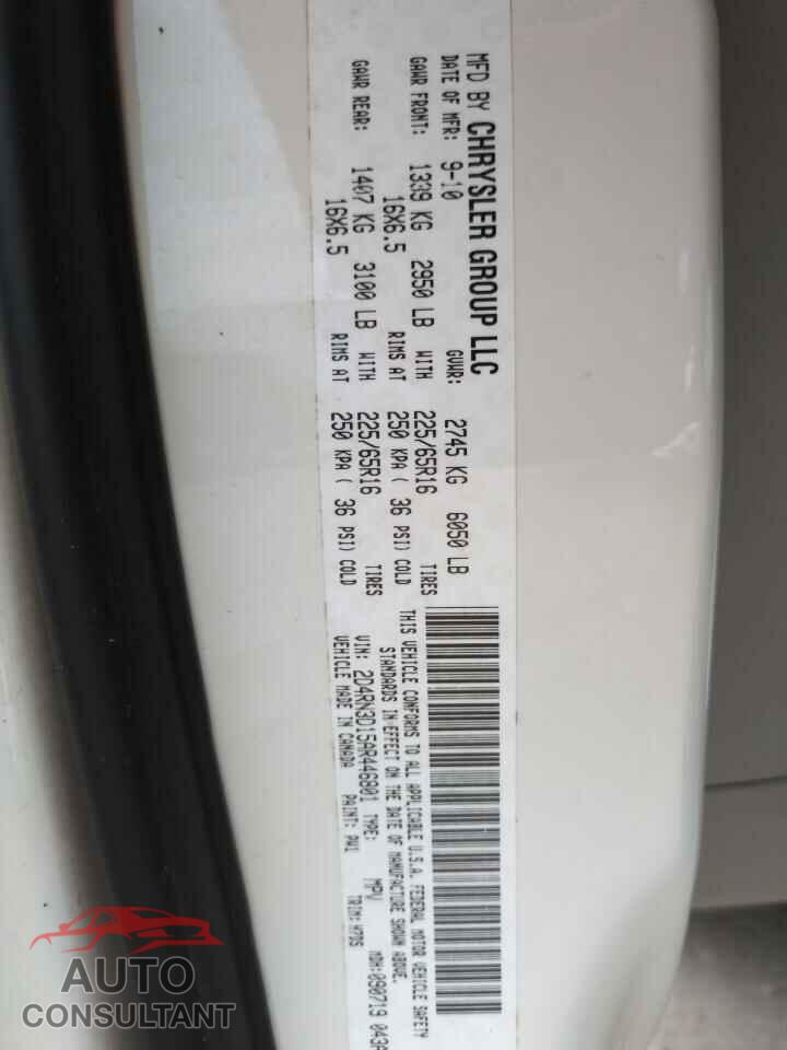 DODGE CARAVAN 2010 - 2D4RN3D15AR446801