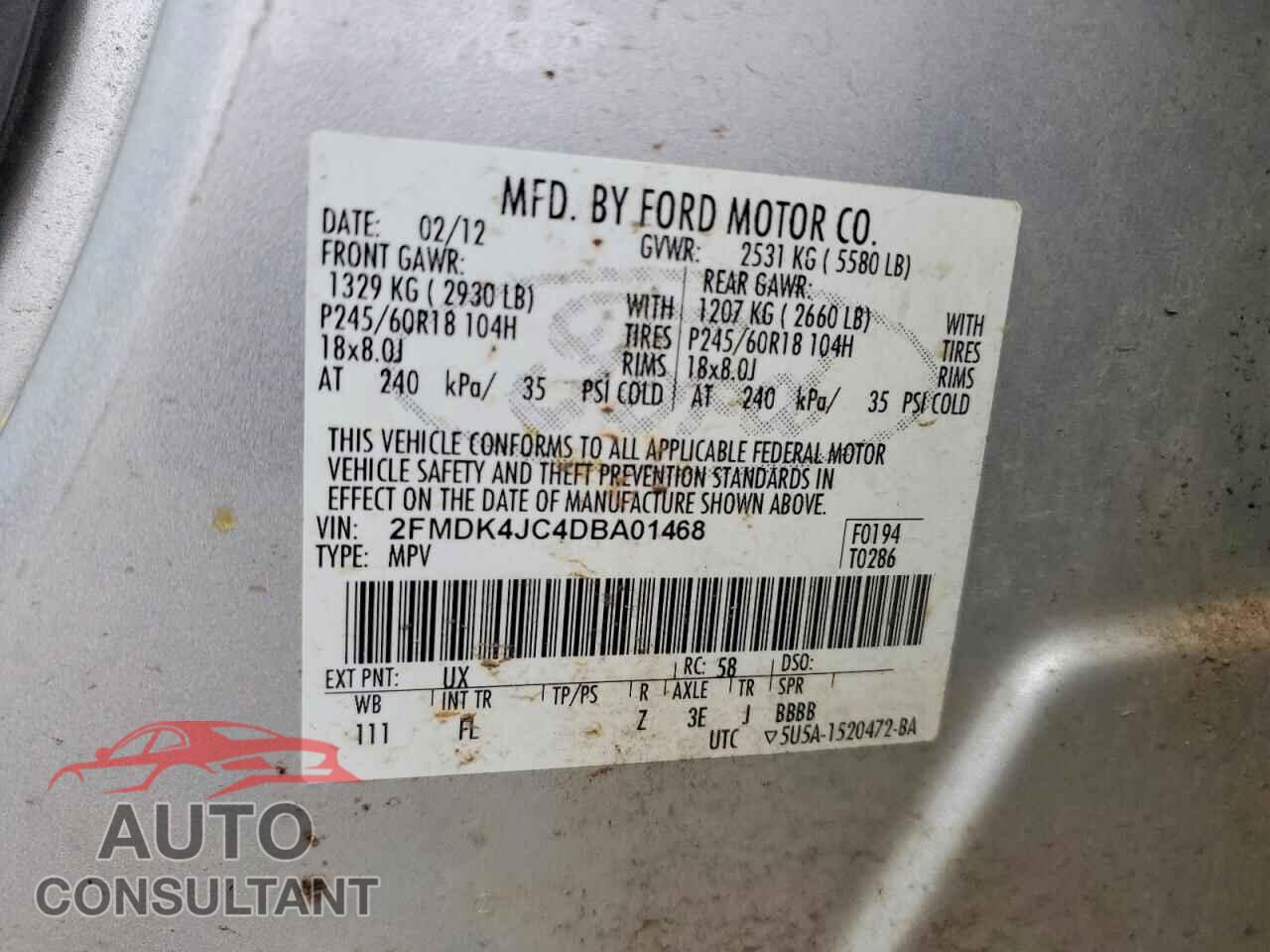 FORD EDGE 2013 - 2FMDK4JC4DBA01468