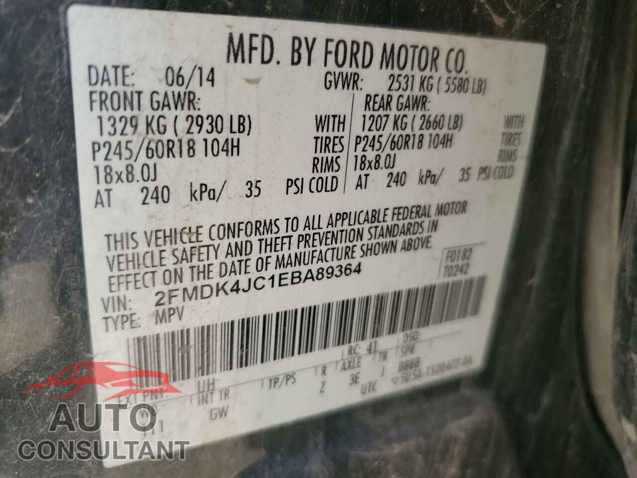 FORD EDGE 2014 - 2FMDK4JC1EBA89364