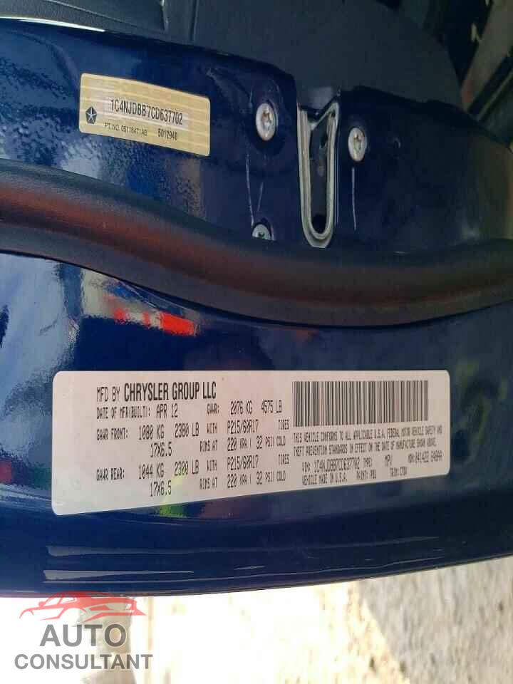 JEEP COMPASS 2012 - 1C4NJDBB7CD637702