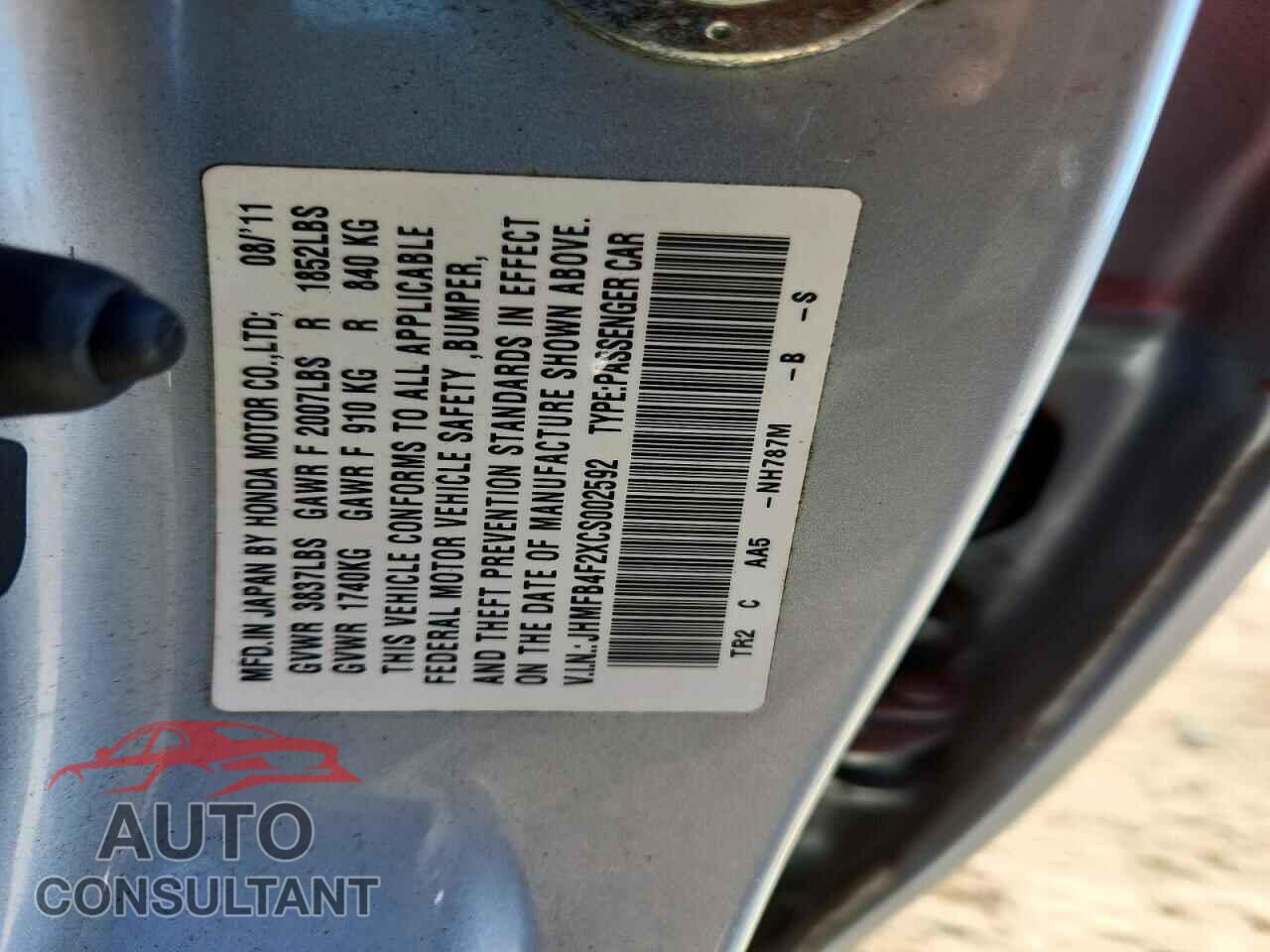 HONDA CIVIC 2012 - JHMFB4F2XCS002592
