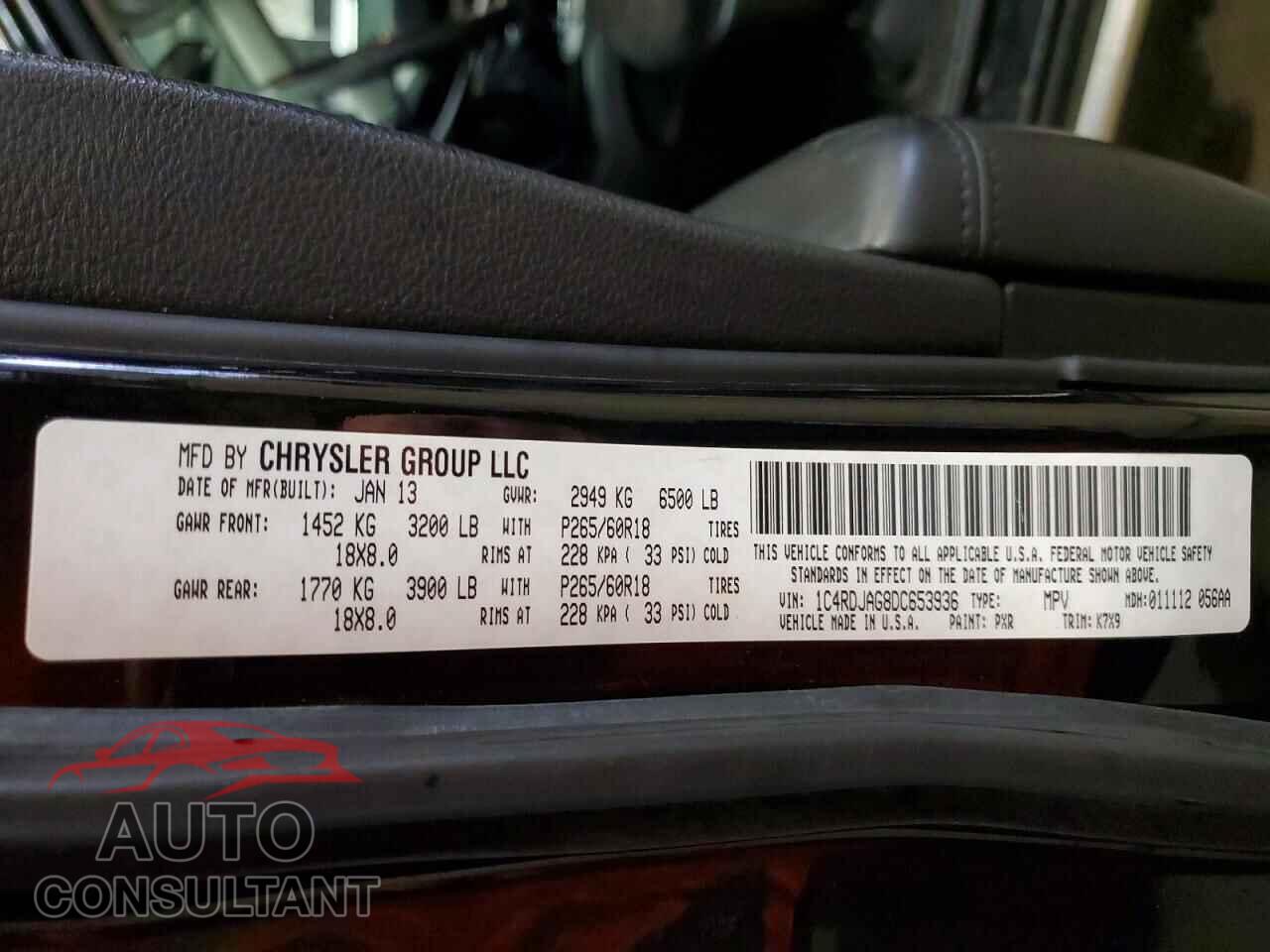 DODGE DURANGO 2013 - 1C4RDJAG8DC653936