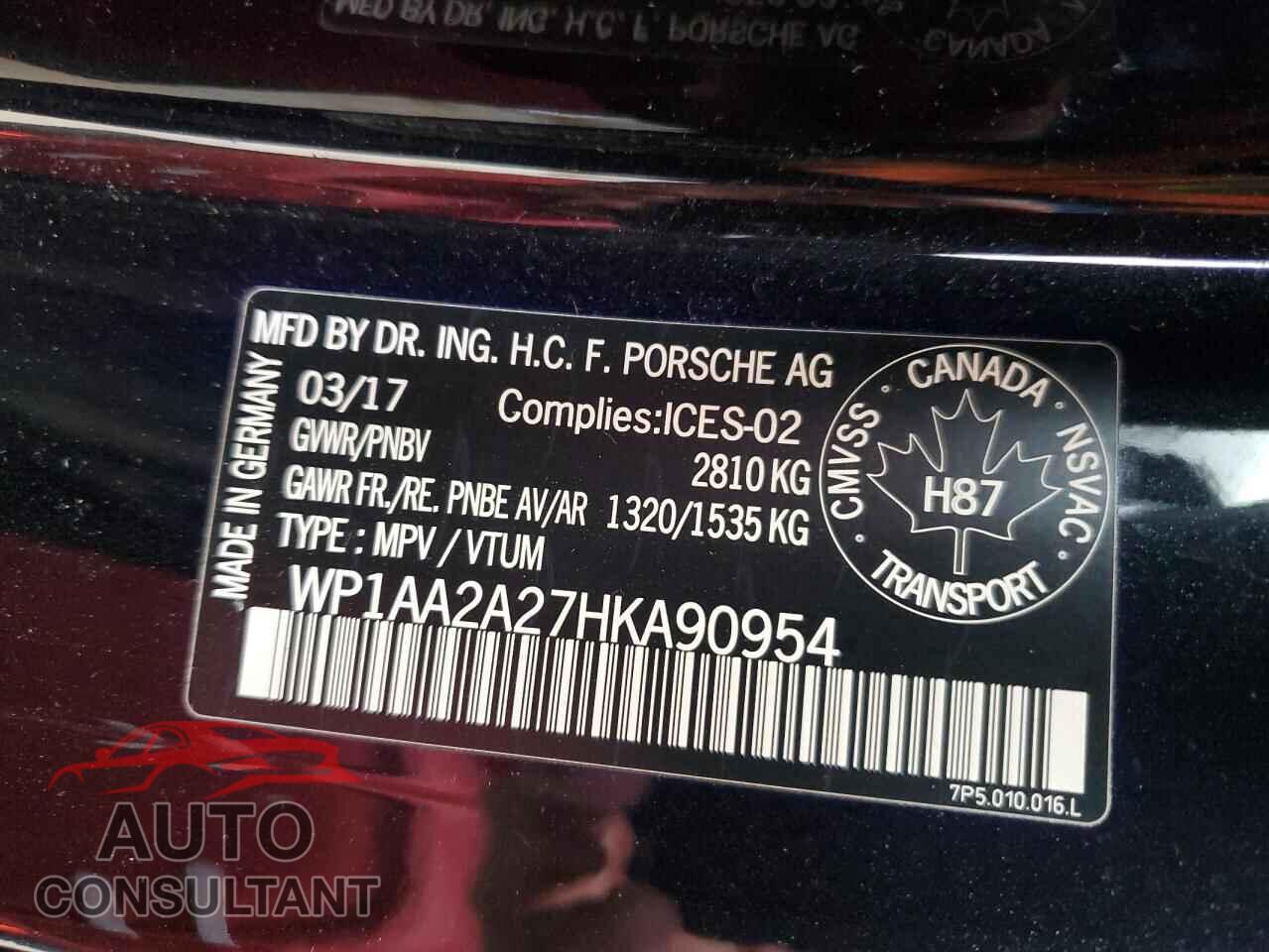 PORSCHE CAYENNE 2017 - WP1AA2A27HKA90954