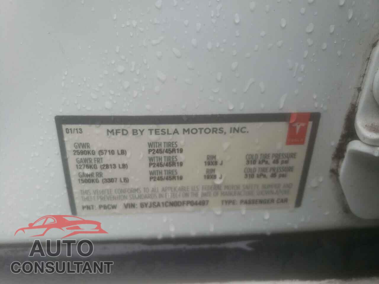TESLA MODEL S 2013 - 5YJSA1CN0DFP04497
