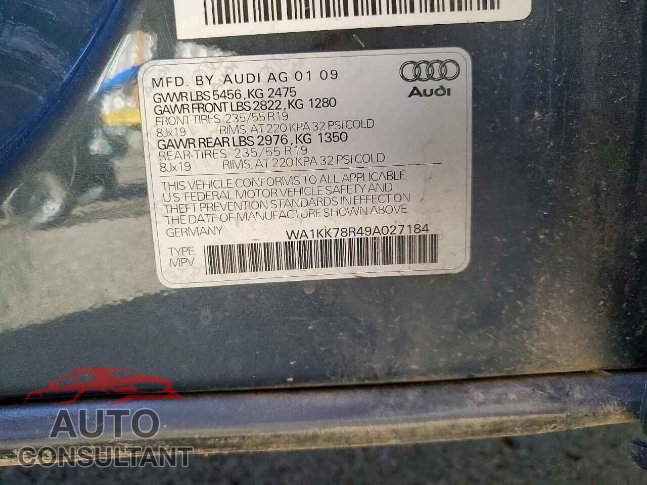 AUDI Q5 2009 - WA1KK78R49A027184