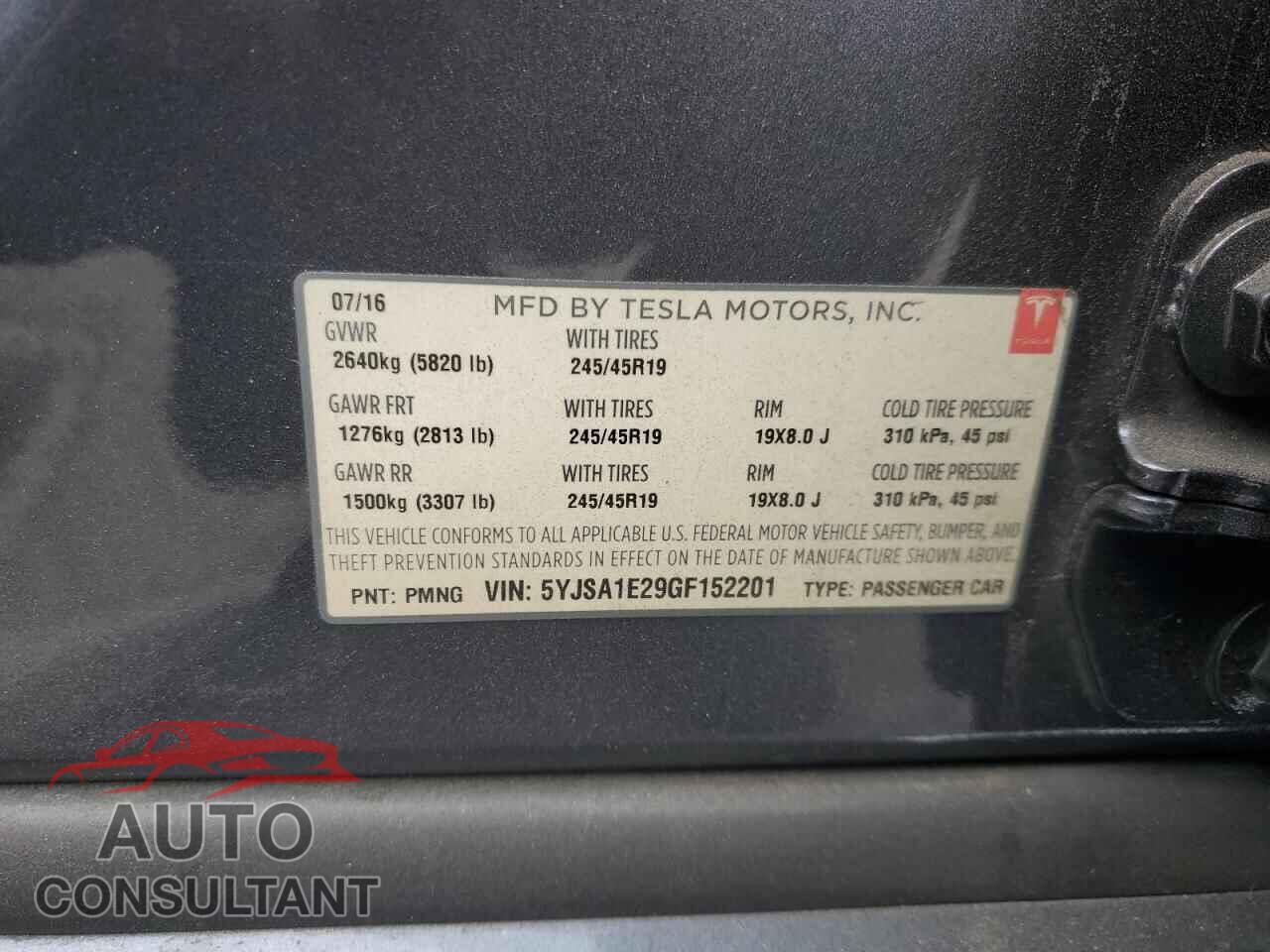 TESLA MODEL S 2016 - 5YJSA1E29GF152201