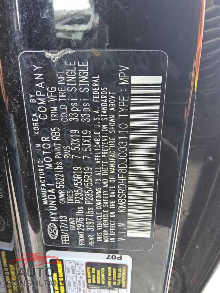 HYUNDAI SANTA FE 2013 - KM8SRDHF8DU003110