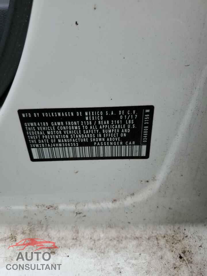 VOLKSWAGEN JETTA 2017 - 3VW2B7AJ4HM306353