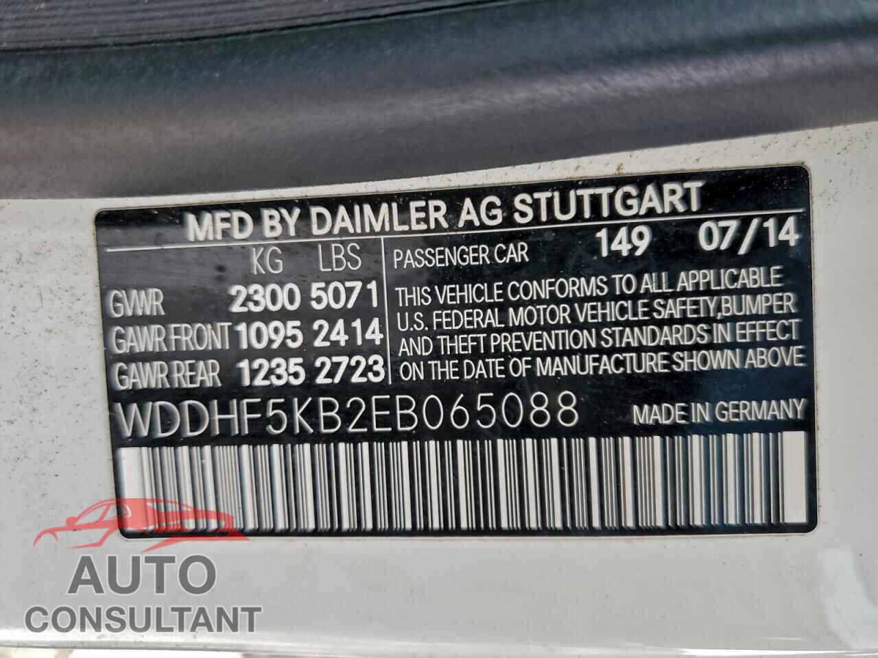 MERCEDES-BENZ E-CLASS 2014 - WDDHF5KB2EB065088