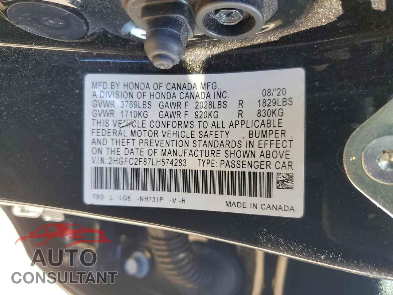HONDA CIVIC 2020 - 2HGFC2F87LH574283