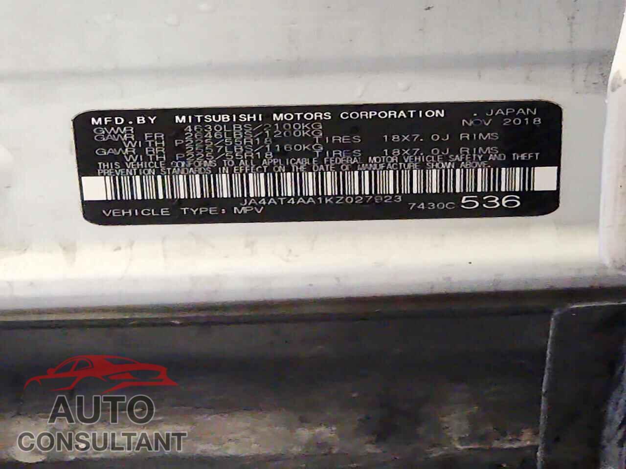 MITSUBISHI ECLIPSE 2019 - JA4AT4AA1KZ027923