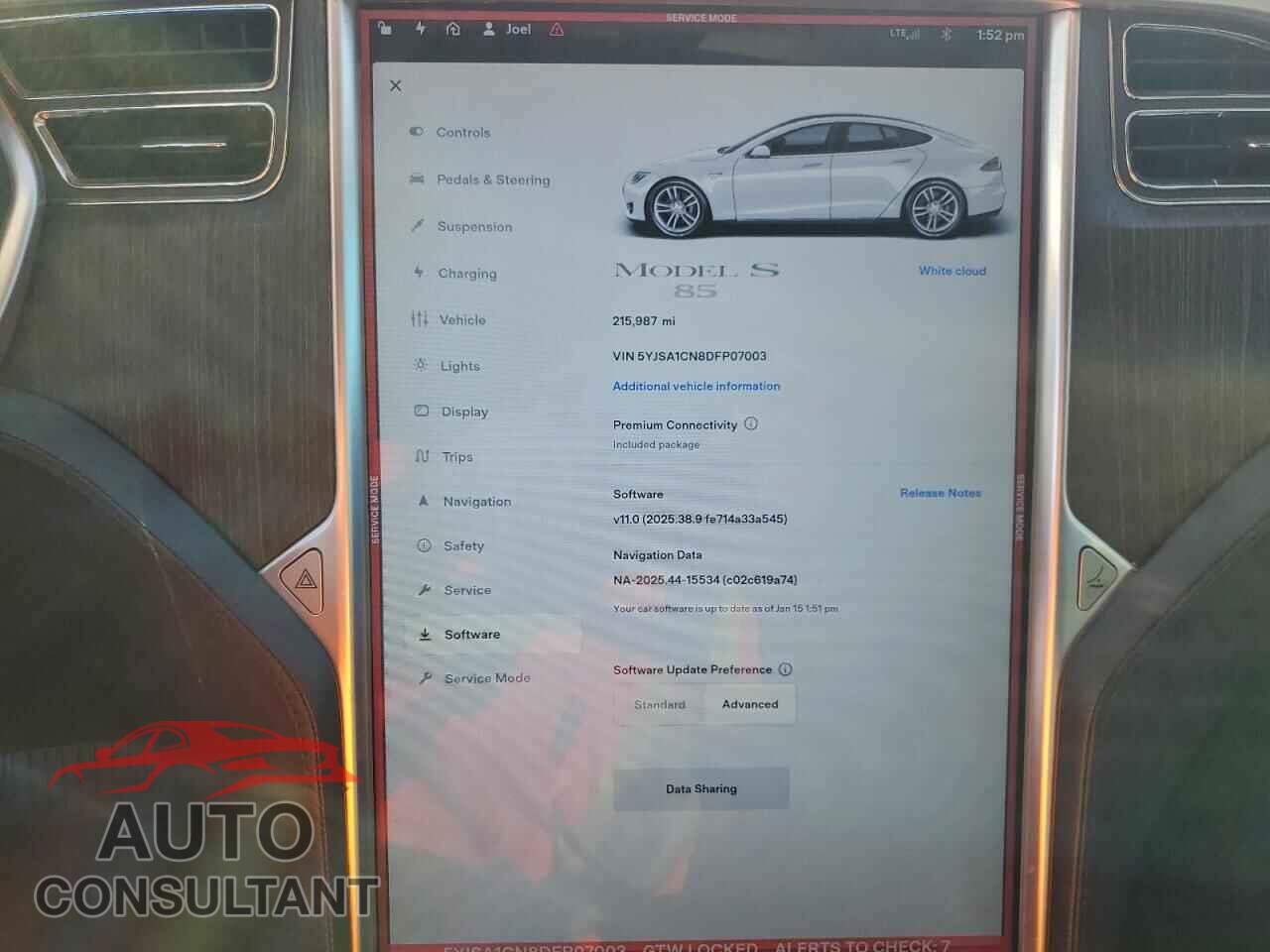 TESLA MODEL S 2013 - 5YJSA1CN8DFP07003