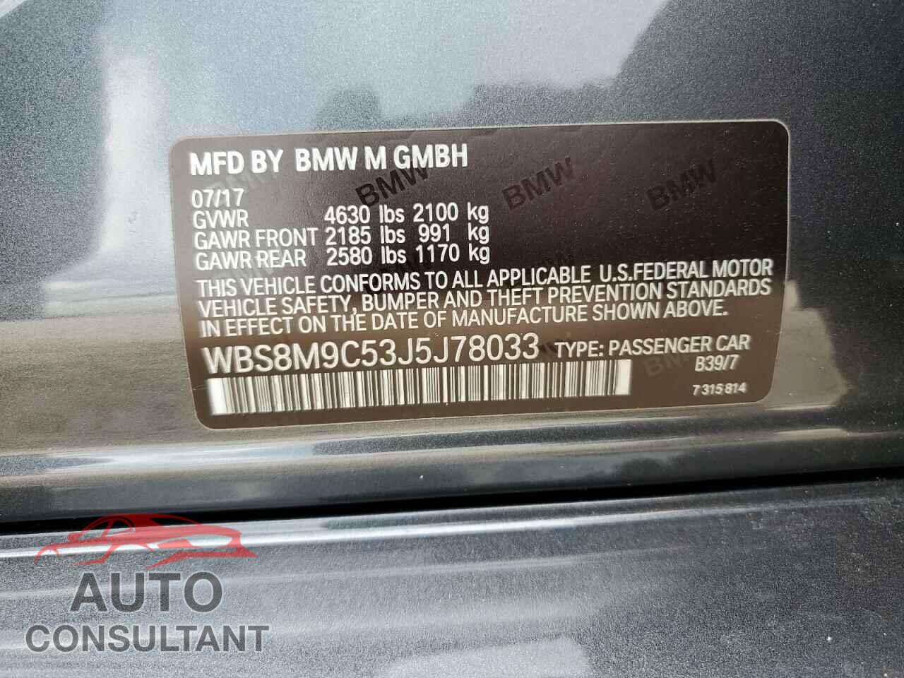 BMW M3 2018 - WBS8M9C53J5J78033