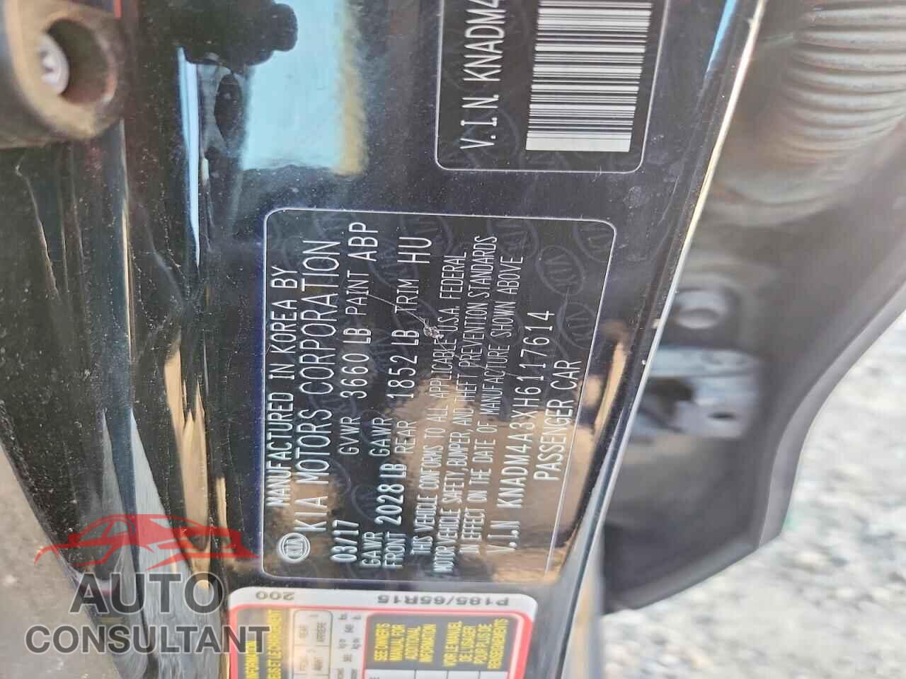 KIA RIO 2017 - KNADM4A3XH6117614
