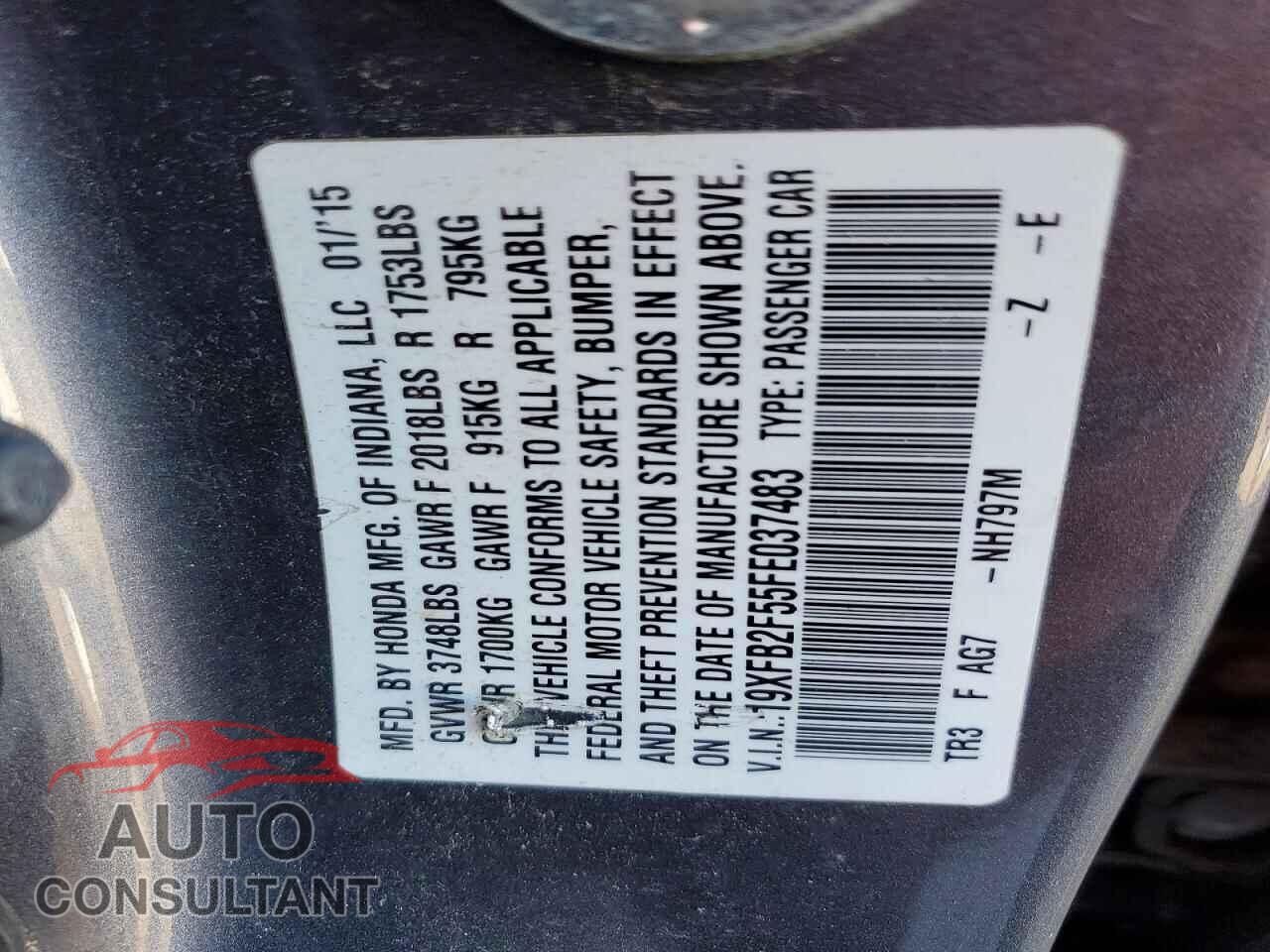 HONDA CIVIC 2015 - 19XFB2F55FE037483