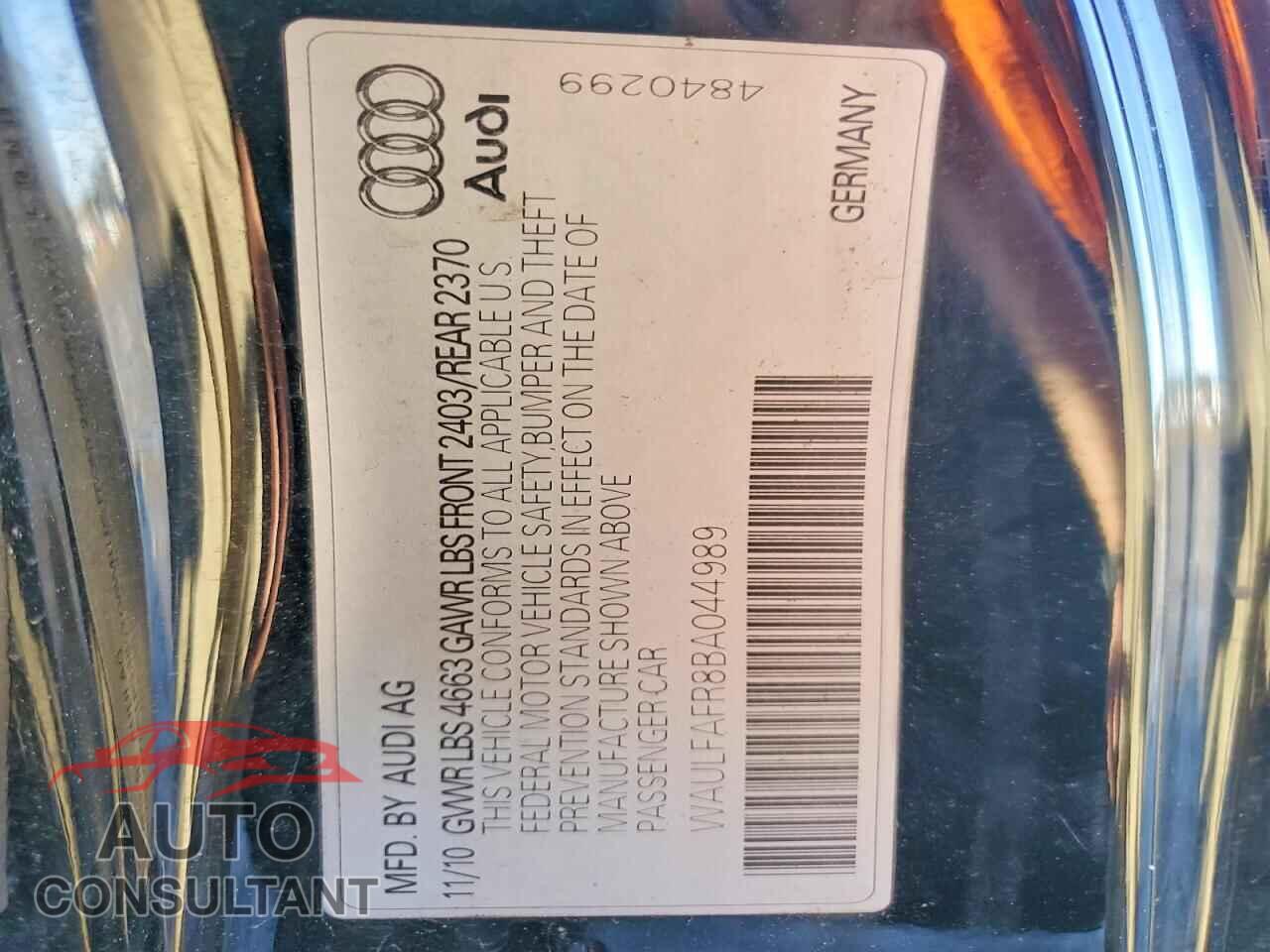 AUDI A5 2011 - WAULFAFR8BA044989