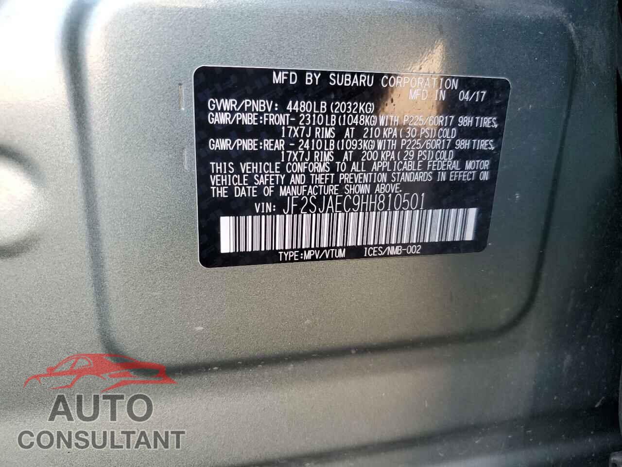 SUBARU FORESTER 2017 - JF2SJAEC9HH810501