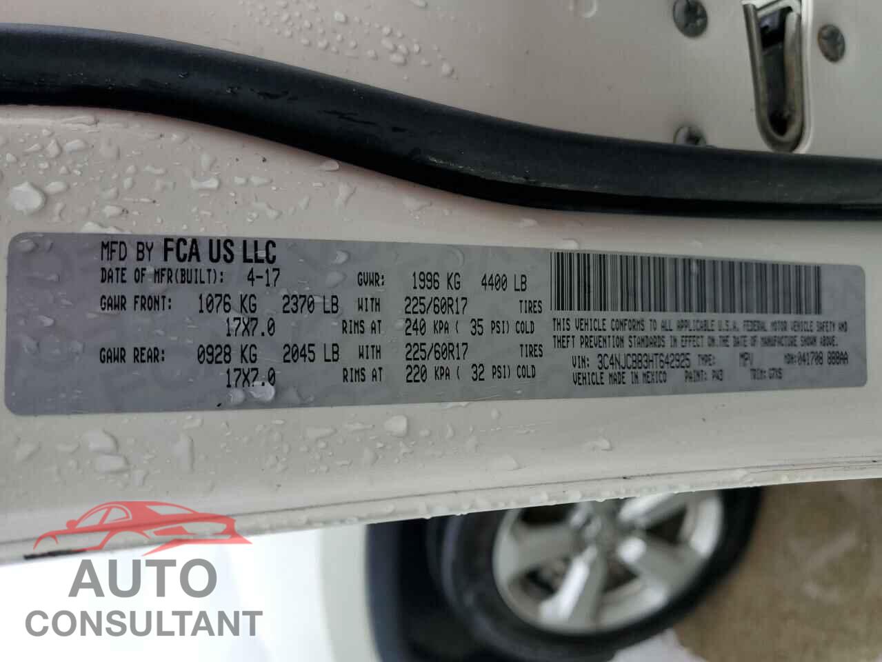 JEEP COMPASS 2017 - 3C4NJCBB3HT642925