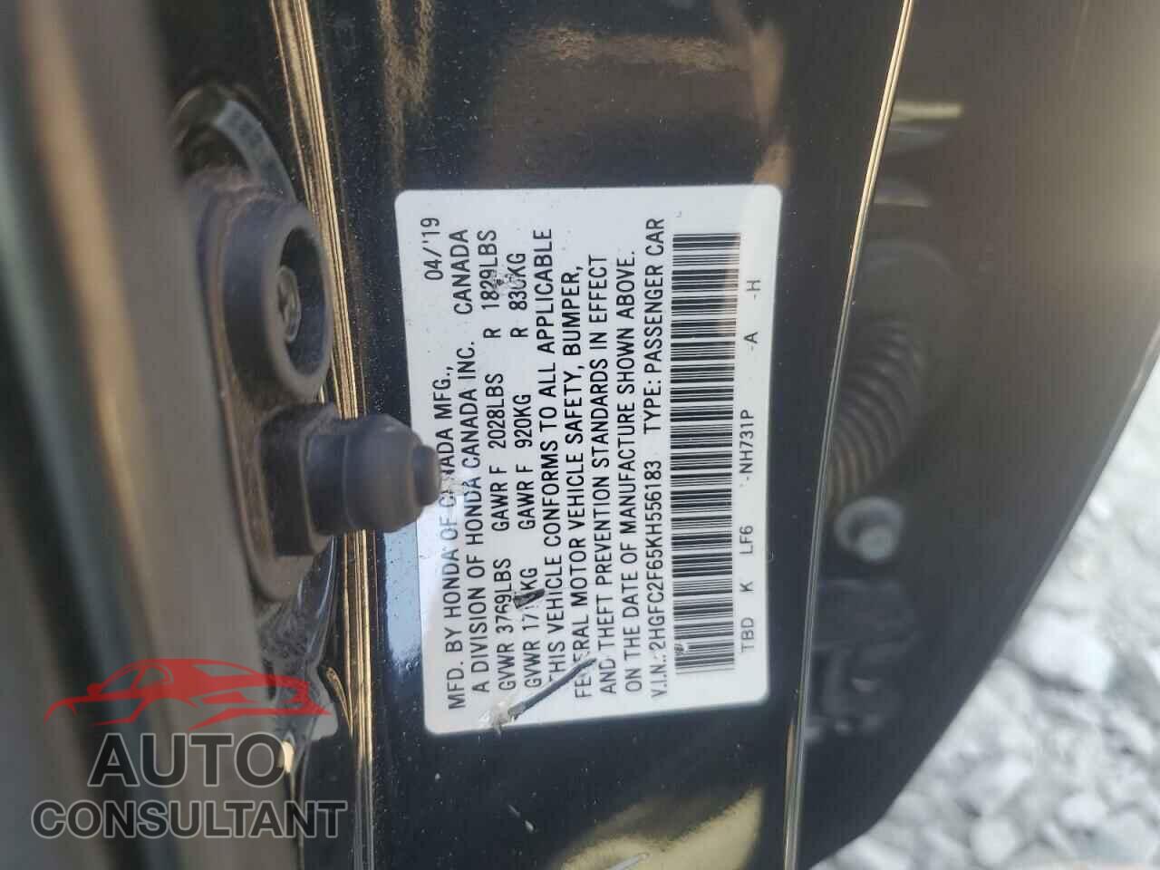 HONDA CIVIC 2019 - 2HGFC2F65KH556183