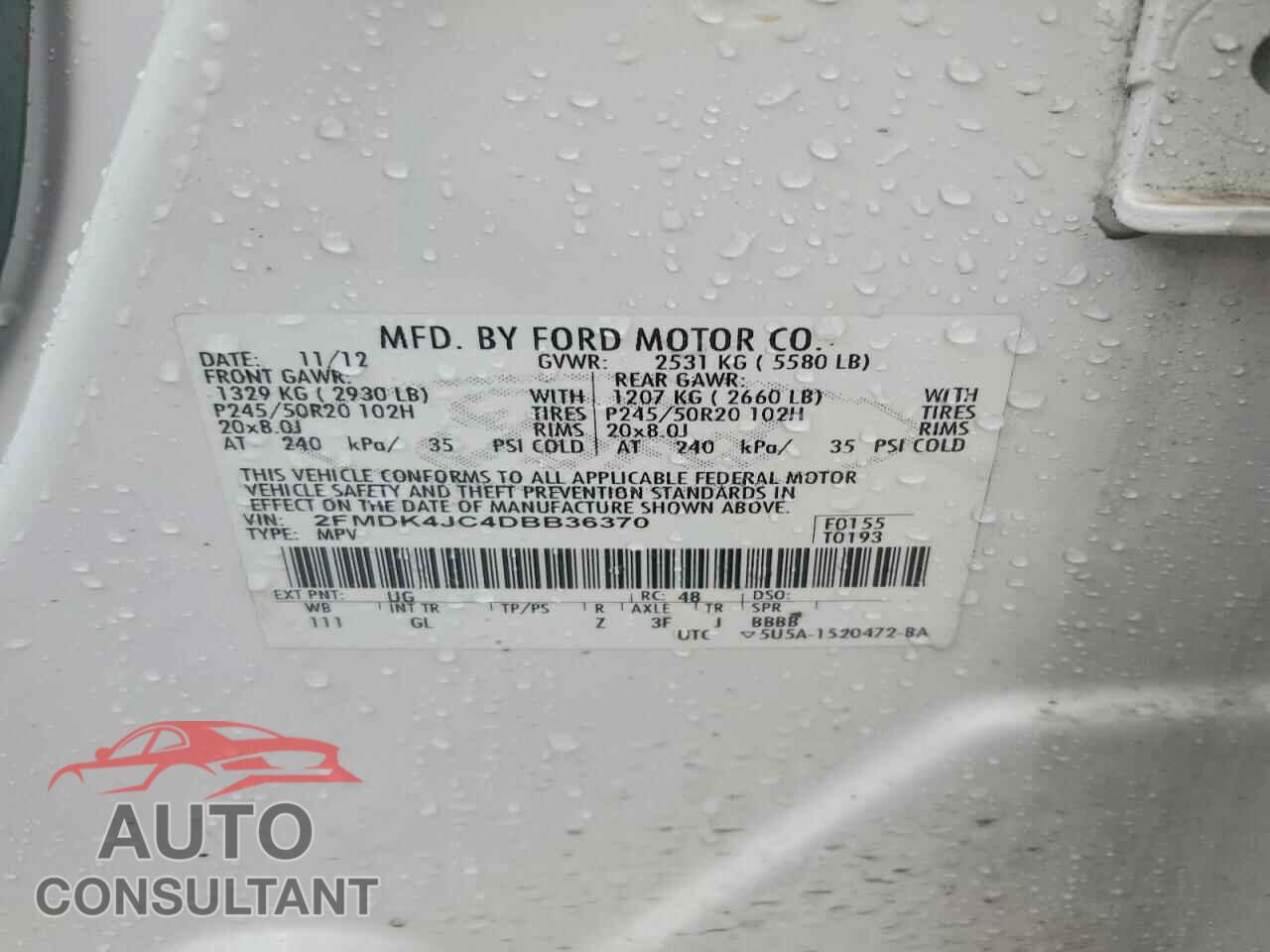 FORD EDGE 2013 - 2FMDK4JC4DBB36370