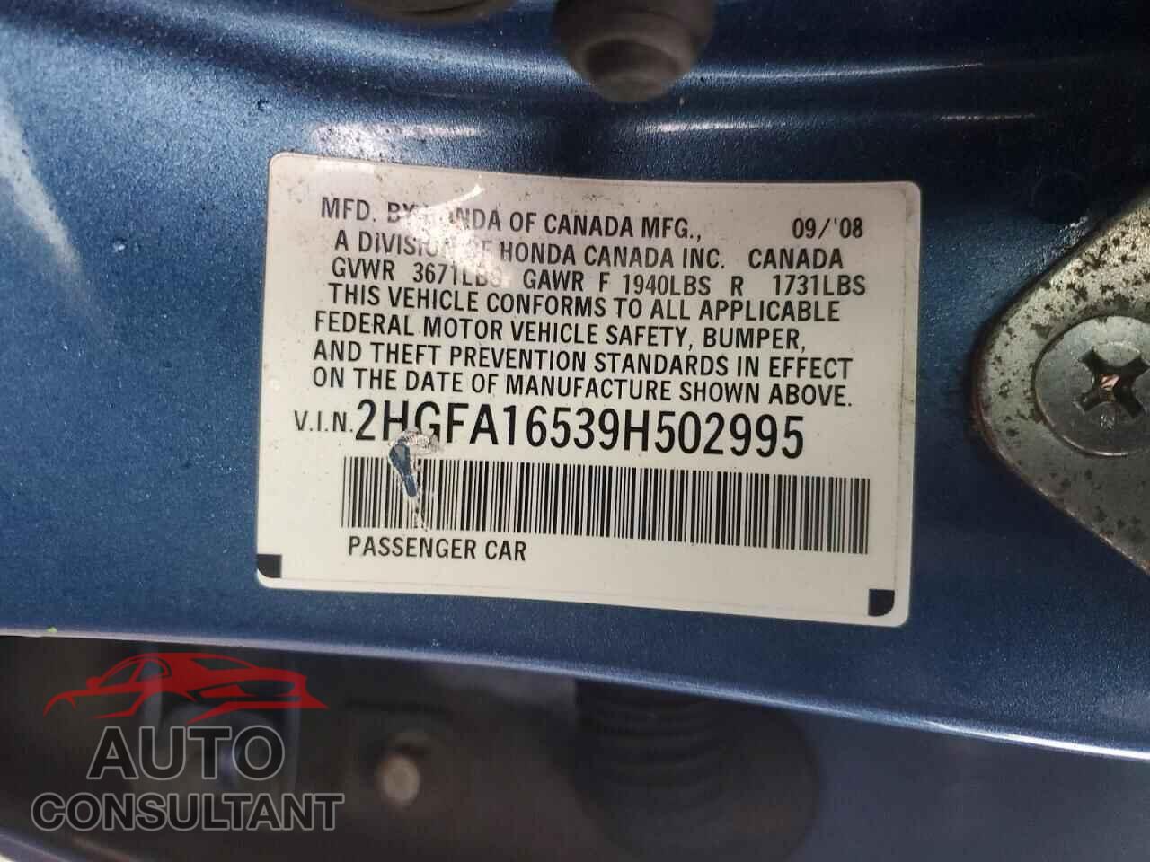 HONDA CIVIC 2009 - 2HGFA16539H502995