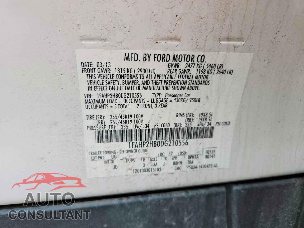 FORD TAURUS 2013 - 1FAHP2H80DG210556